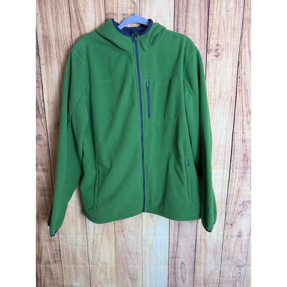 LL Bean NEW Fleece Full Zip Jacket Coat Green and Gray Men's Size XL Tall
